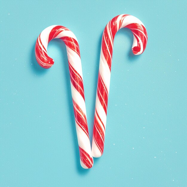 Dulzura navideña Dos bastones de caramelo en fondo azul tarjeta festiva para las redes sociales