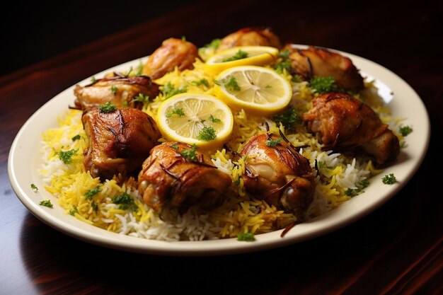 Foto dum handi pollo biryani carne de cordero biryani delicioso testy realista