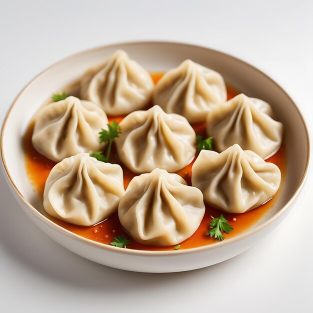 Dumplings sobre un fondo blanco