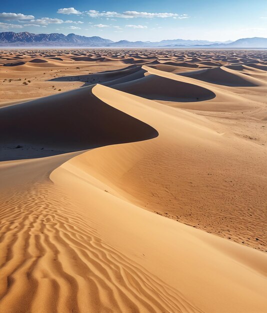 una duna de arena con una montaña en el fondo