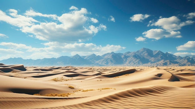 una duna de arena con montañas en el fondo