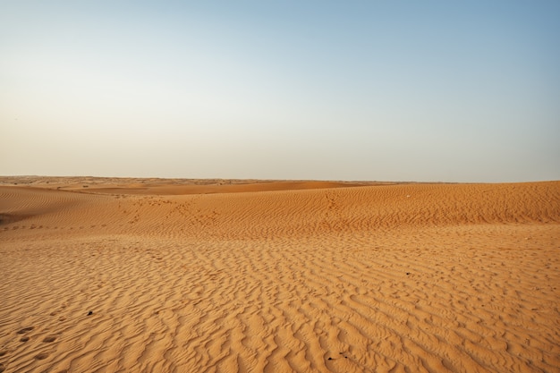 Dunas de arena amarilla en el desierto de Dubai para un fondo