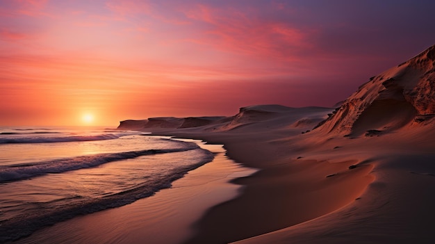 las dunas de arena en la bahía de las islas en namibia ai generado