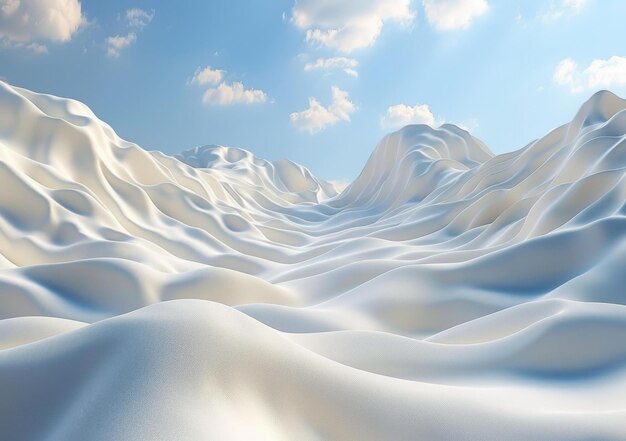 Foto dunas de arena blanca bajo un cielo azul y nubes blancas