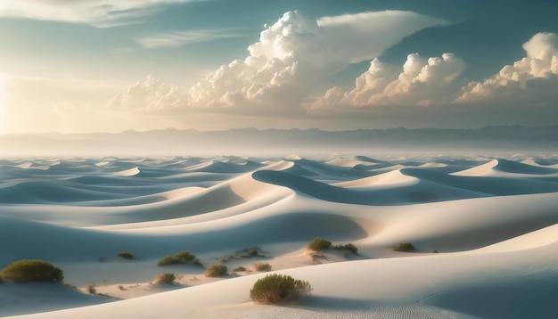Foto las dunas de arena blanca las sombras suaves la escena tranquila del desierto