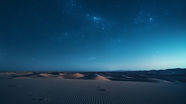 Dunas de arena contra el cielo nocturno en el tranquilo paisaje desértico