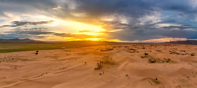 Dunas de arena en el desierto al atardecer