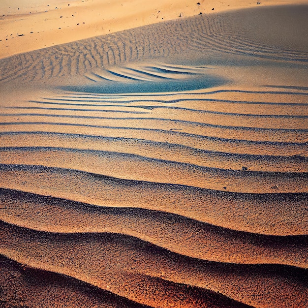 Dunas de arena en el desierto con la puesta de sol