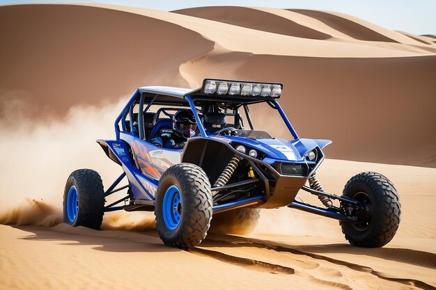 Las dunas de arena golpean el offroad UTV rally buggy