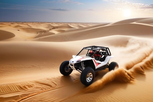 Las dunas de arena golpean el offroad UTV rally buggy