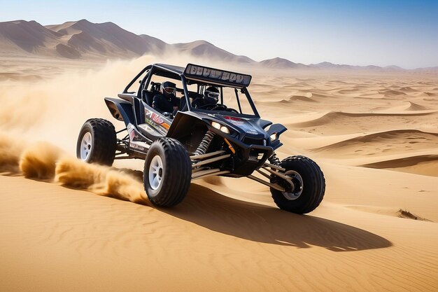 Las dunas de arena golpean el offroad UTV rally buggy