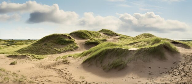 Foto dunas de arena de grenn con bunkers en la costa danesa