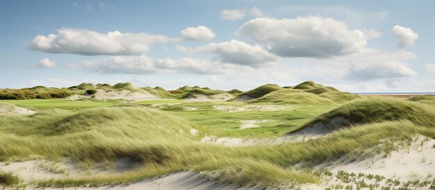 Foto dunas de arena de grenn con bunkers en la costa danesa