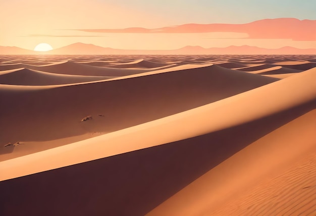 Dunas de arena lisas con sombras suaves durante la puesta del sol Rocas afiladas con sombras duras durante el amanecer