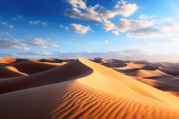 Dunas de arena en un paisaje desértico con cielo azul IA generativa