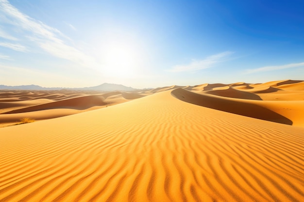 Dunas de arena en un paisaje desértico con cielo azul IA generativa