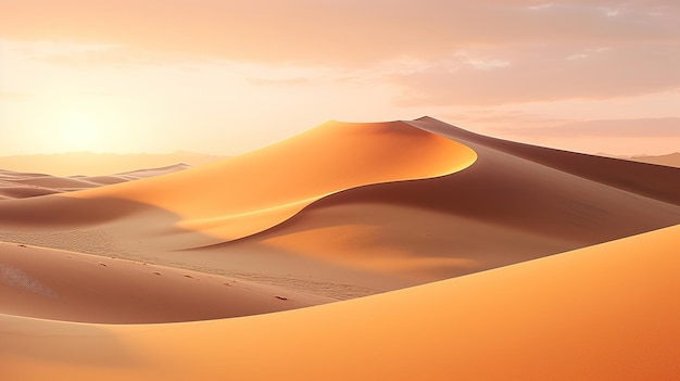 dunas de arena con una puesta de sol al fondo