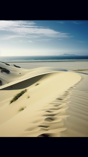 Dunas de areia com o mar ao fundo