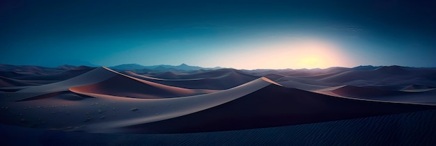 dunas de areia do deserto iluminadas pela luz suave da lua cheia