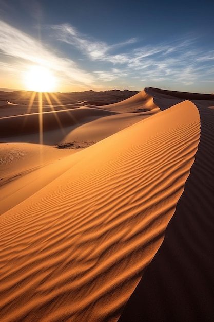 Dunas de areia fluidas suaves à luz do sol criadas com ai generativo