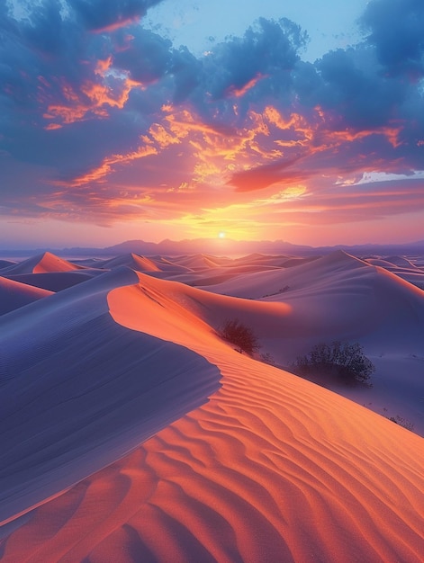 Dunas de areia macia ao nascer do sol