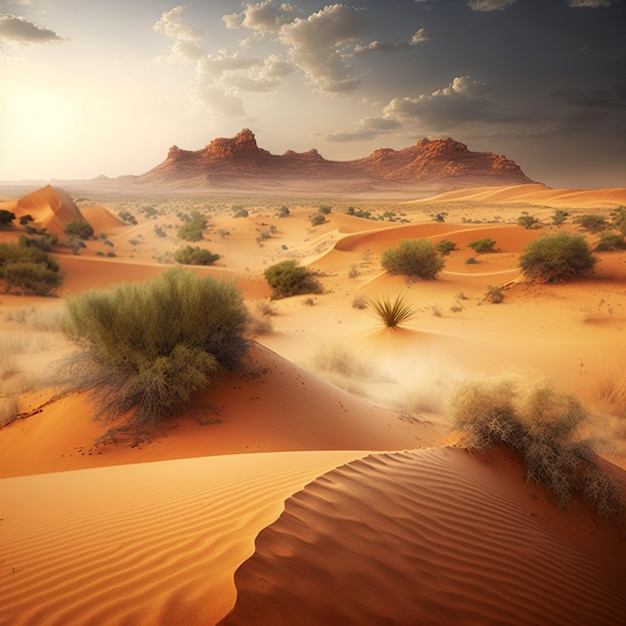 Dunas de areia na paisagem do deserto AI