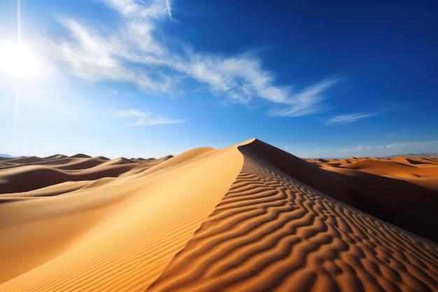 Dunas de areia na paisagem do deserto com céu azul generative ai