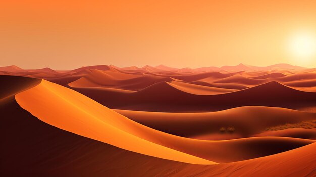 Dunas de areia ondulantes com céu gradiente laranja papel de parede
