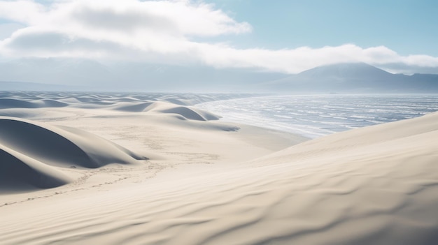 Foto dunas de areia sonhadoras e montanhas nubladas terragens inspiradas em cenas maias