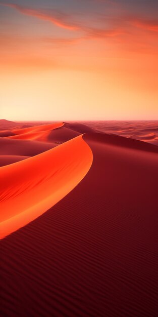 Foto dunas de areia vermelha futuristas ao pôr-do-sol em alta resolução uhd image