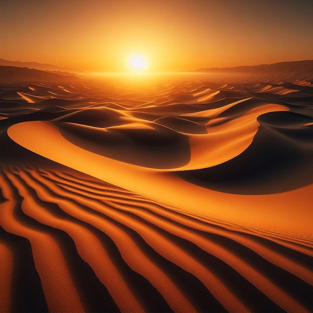 Dunas do deserto ao pôr-do-sol