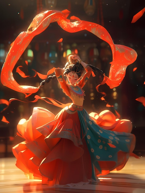 Dunhuang China Dunhuang dança chinesa hanfu ilustração menina chinesa ilustração