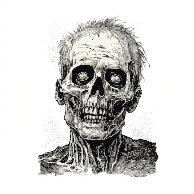 Dunkel-Weiß-Zombie-Horror-Illustration von Harry Scott