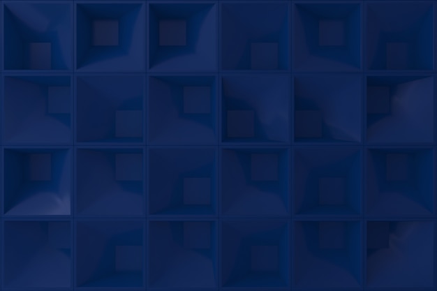 Dunkelblaue Quadratform der Wand 3d für Hintergrund.