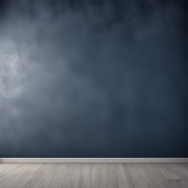 Dunkelblaue Wand mit Rauch-Smog-Spotlight-Hintergrund, von der KI erzeugt