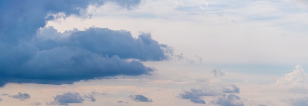 Dunkelblaue Wolken am hellen Himmel, Panorama