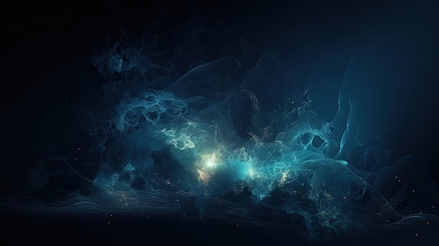 Dunkelblauer Hintergrund mit Partikeln und einer kosmischen Atmosphäre