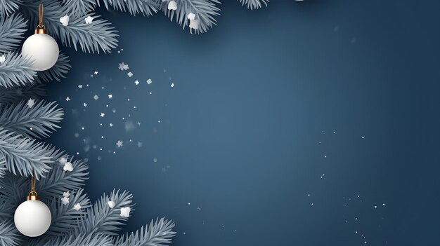 Foto dunkelblauer hintergrund mit weihnachtskugeln