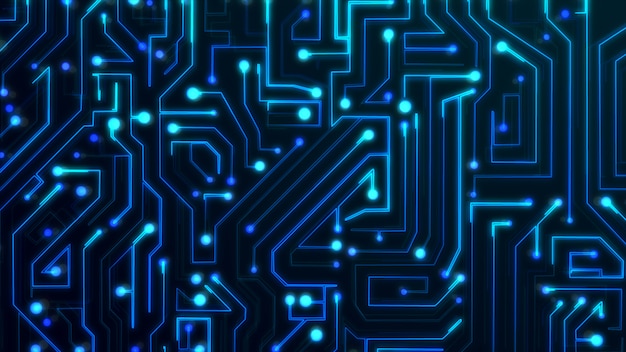 Dunkelblauer Leiterplatten-Technologiehintergrund. Grafikdesign