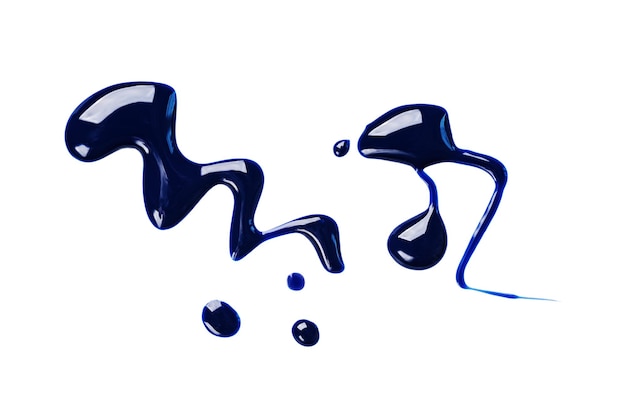 Foto dunkelblaues muster von gel-nagellack isoliert auf weißem hintergrund abstrich von nagellack für design