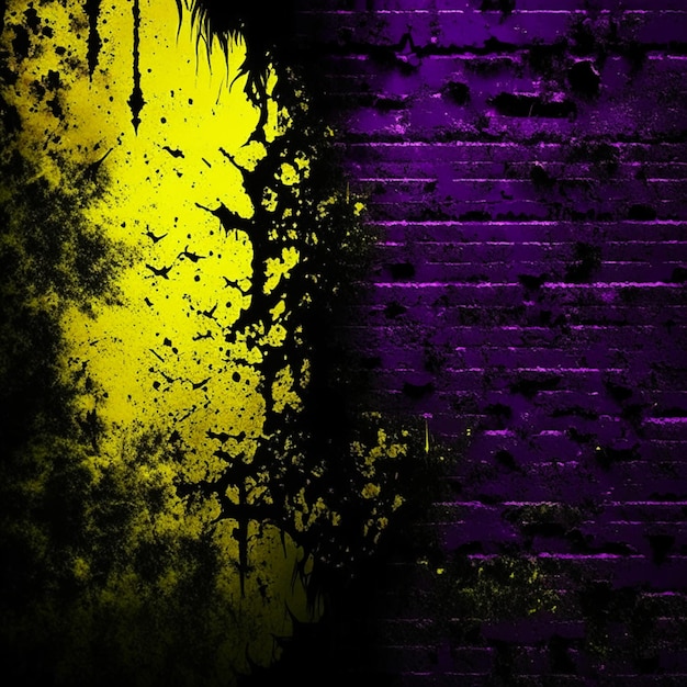 Dunkelgelber Wandtexturhintergrund Halloweenhintergrund gruselig und lila schwarzer Grungehintergrund