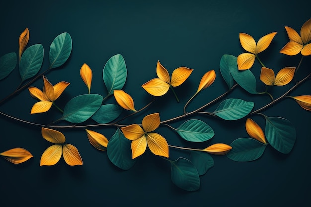 dunkelgrüne und hellorangefarbene Blätter minimalistische Farbe Hintergrund