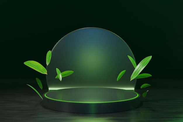 Dunkelgrüner Kreis natürliches futuristisches Podium 3D Render