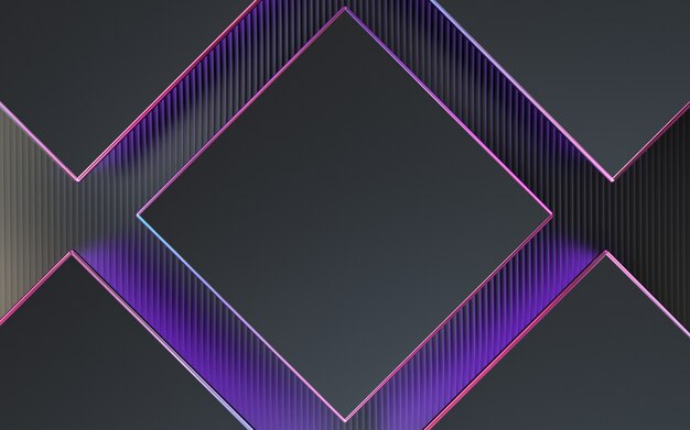 dunkellila quadratische Form abstraktes geometrisches Hintergrundmuster 3D-Rendering