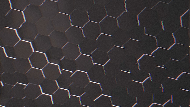 Dunkelschwarzer Hexrasterhintergrund, abstrakter Hintergrund. Elegante und luxuriöse 3D-Illustration für Geschäfts- und Unternehmensvorlagen