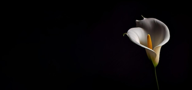 Dunkelweiße Calla-Lilly-Blume im schwarzen Hintergrund