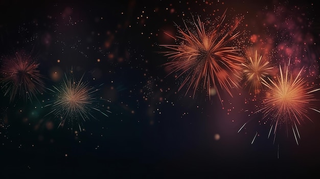 Dunkle Feiertags-Feuerwerk-Hintergrund-Illustration Generatives AIxDxA