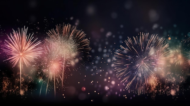 Dunkle Feiertags-Feuerwerk-Hintergrund-Illustration Generatives AIxDxA
