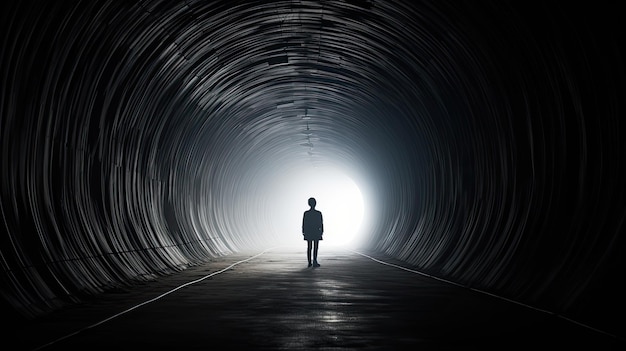 dunkle Gestalt in einem Tunnel