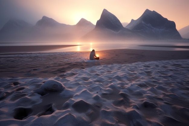 Dunkle winterliche Strandlandschaft